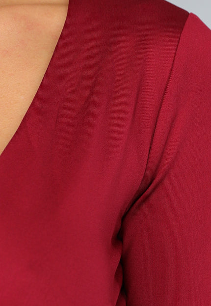 SALE30 Bordeaux Rode V Hals Crop Top