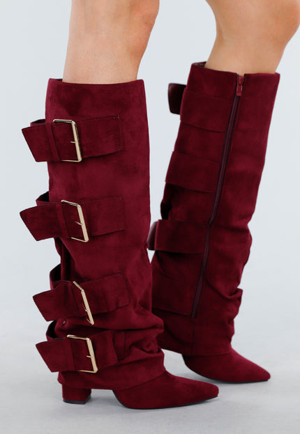 SALE30 Bordeaux Suèdelook Laarzen