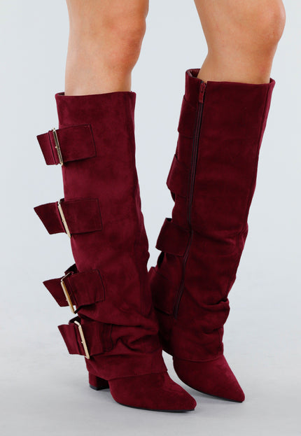 SALE30 Bordeaux Suèdelook Laarzen
