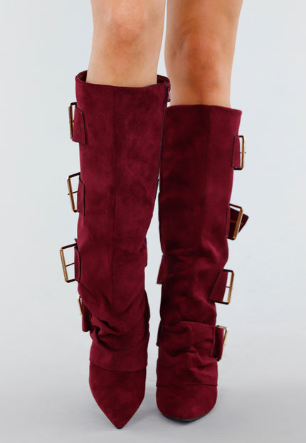 SALE30 Bordeaux Suèdelook Laarzen