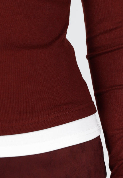 SALE30 Bordeaux Top met Witte Boorden