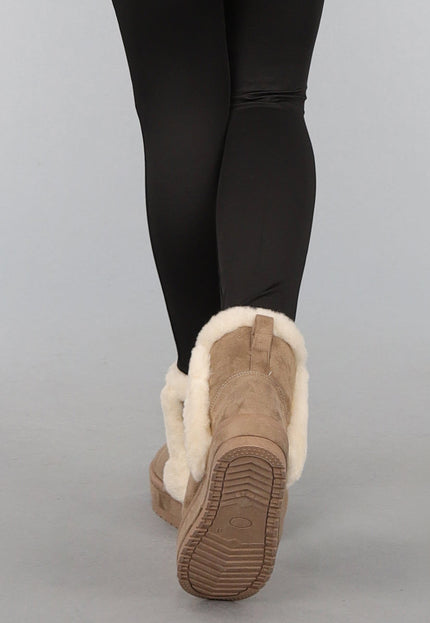 SALE30 Bruine Faux Fur Boots met Plateau