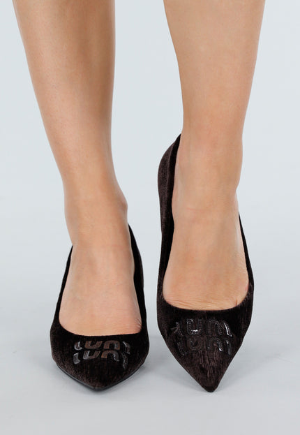 SALE30 Bruine Fluwelen Hakken