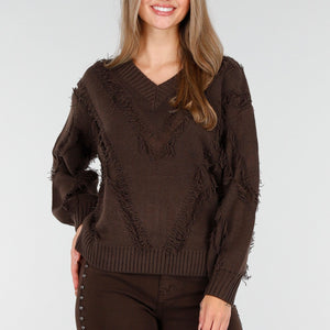 SALE30 Bruine Gebreide Stretch Trui