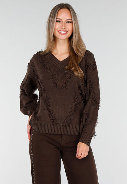 SALE30 Bruine Gebreide Stretch Trui