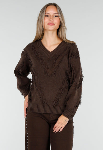 SALE30 Bruine Gebreide Stretch Trui