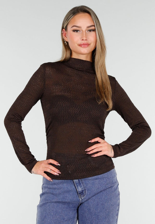 SALE30 Bruine Mesh Top