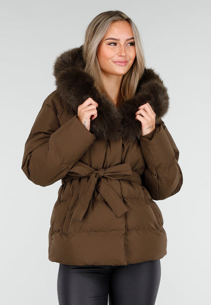 SALE30 Bruine Pufferjas met Ceintuur