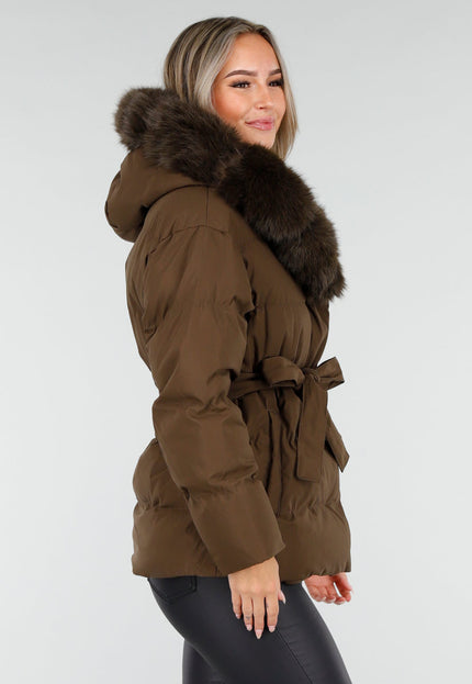 SALE30 Bruine Pufferjas met Ceintuur