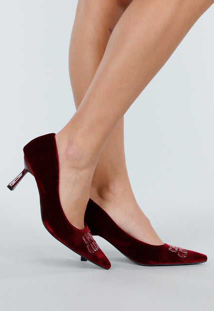 SALE30 Burgundy Fluwelen Pumps