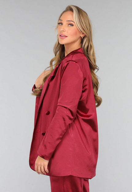 SALE30 Burgundy Satijnen Blazer