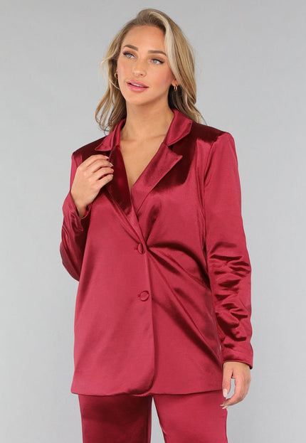 SALE30 Burgundy Satijnen Blazer