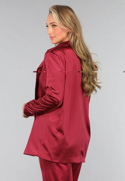 SALE30 Burgundy Satijnen Blazer