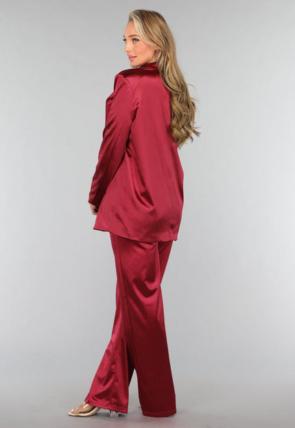 SALE30 Burgundy Satijnen Blazer