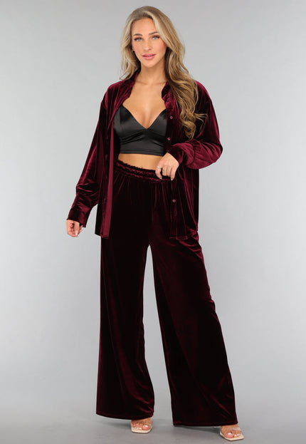 SALE30 Burgundy Velours Two Piece