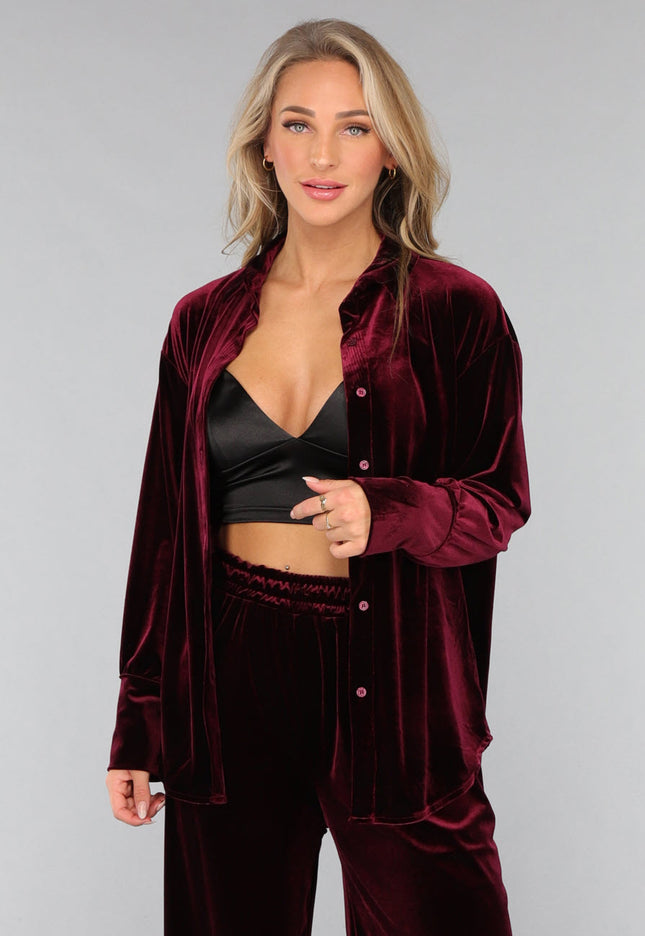 SALE30 Burgundy Velours Two Piece