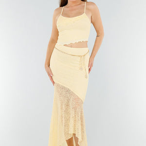 SALE30 Butter Yellow Set met Kant