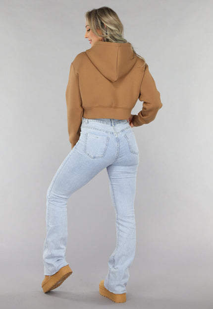 SALE30 Camel Cropped Vest met Ritssluiting