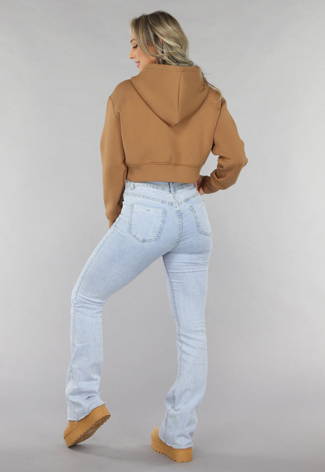 SALE30 Camel Cropped Vest met Ritssluiting