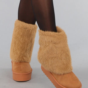 SALE30 Camel Nepbont Overslag Laarsjes