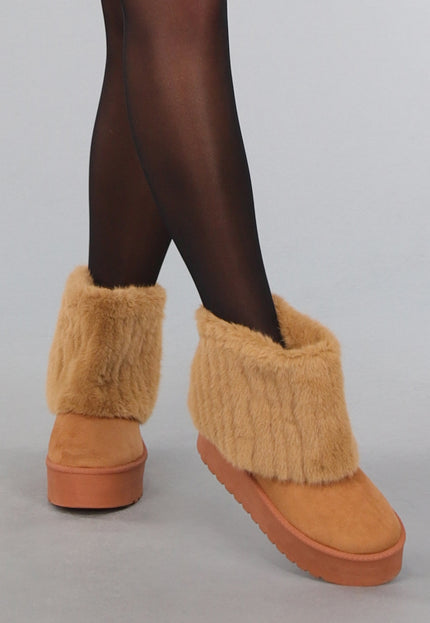 SALE30 Camel Nepbont Overslag Snowboots