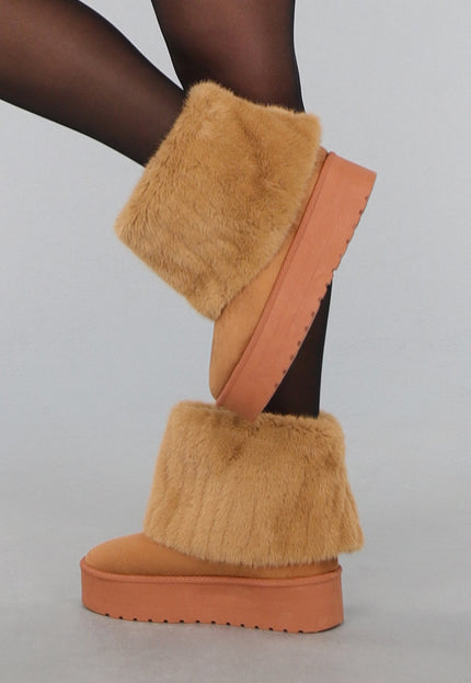 SALE30 Camel Nepbont Overslag Snowboots