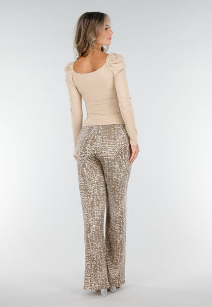 SALE30 Camel Print Stretchbroek