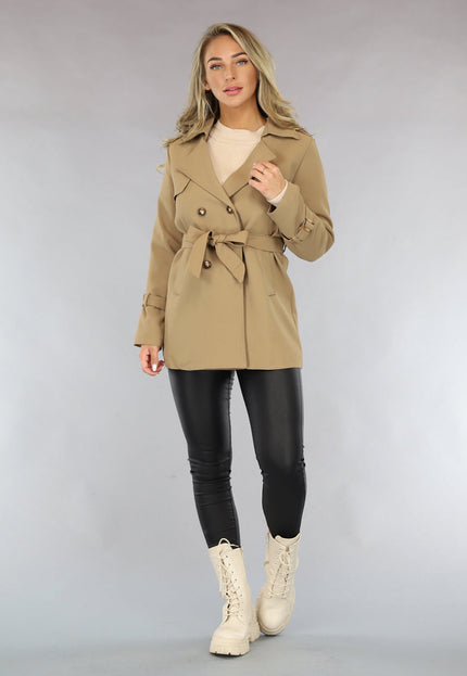 SALE30 Camel Trenchcoat met Ceintuur