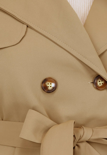 SALE30 Camel Trenchcoat met Ceintuur
