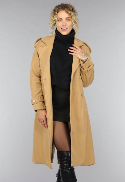 SALE30 Camel Trenchcoat met Ceintuur