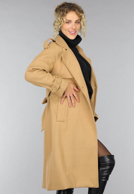 SALE30 Camel Trenchcoat met Ceintuur