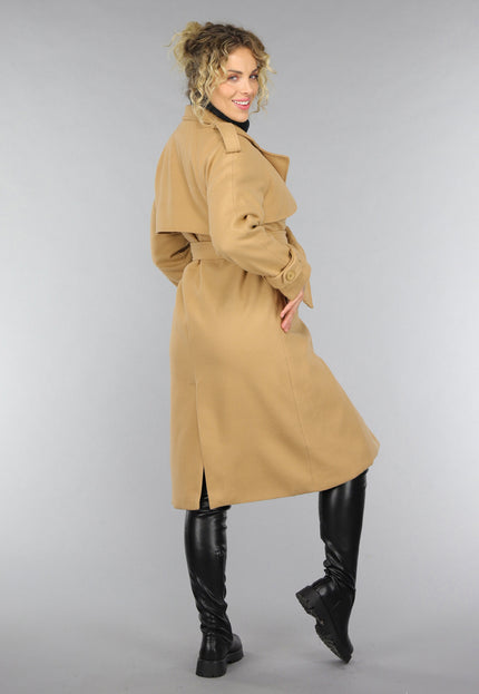 SALE30 Camel Trenchcoat met Ceintuur