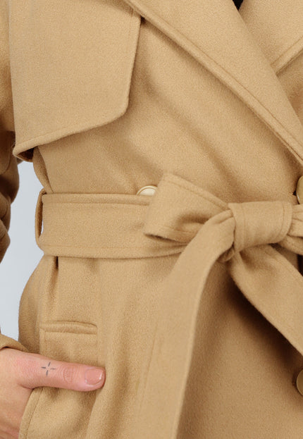 SALE30 Camel Trenchcoat met Ceintuur