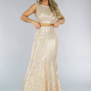 SALE30 Champagne Sparkly Two Piece Set