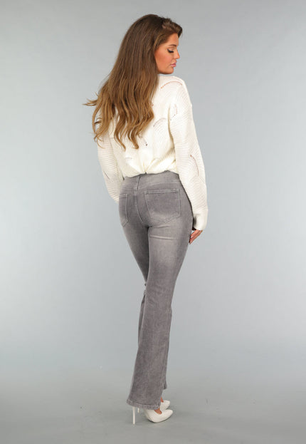 SALE30 Crème Gebreide Trui met Kanten Detail