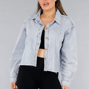 SALE30 Denim Blouse Jasje met Rafels