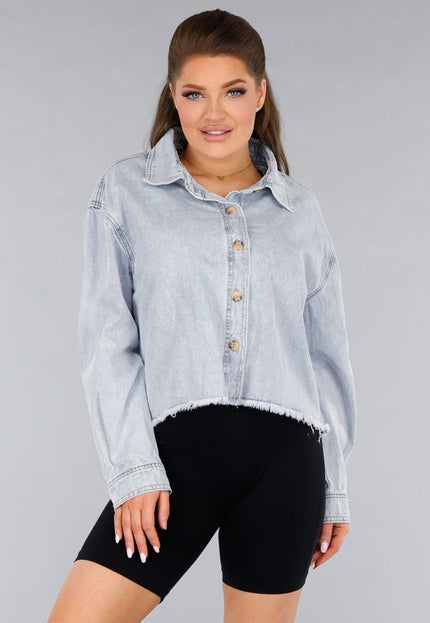 SALE30 Denim Blouse Jasje met Rafels