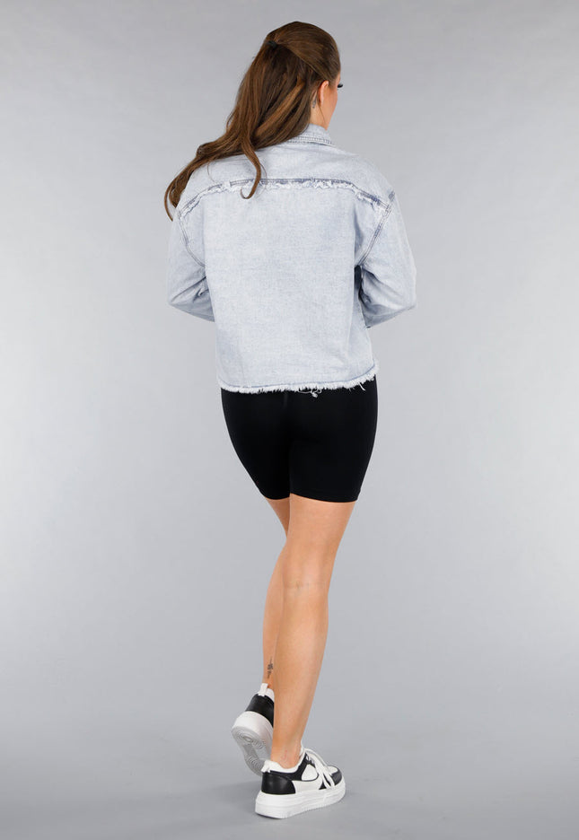 SALE30 Denim Blouse Jasje met Rafels