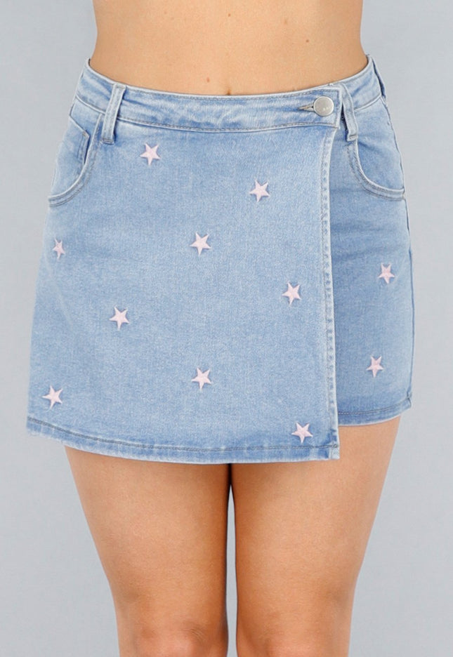 SALE30 Denim Stretch Sterren Skort
