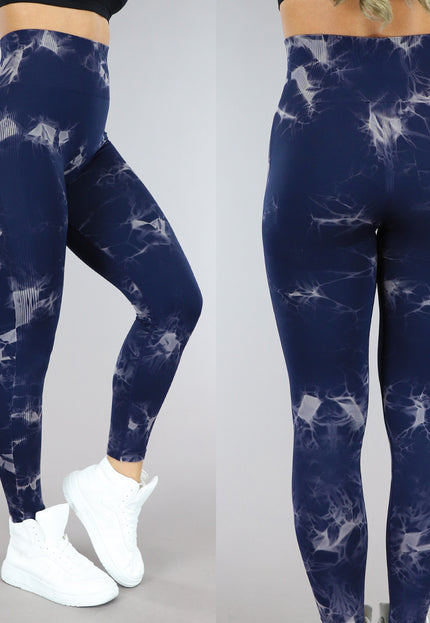 SALE30 Donkerblauw Gevlekte Sportlegging
