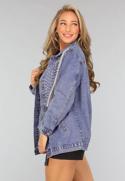 SALE30 Donkerblauwe Denim Jas met Zilveren Studs