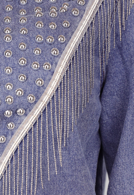 SALE30 Donkerblauwe Denim Jas met Zilveren Studs