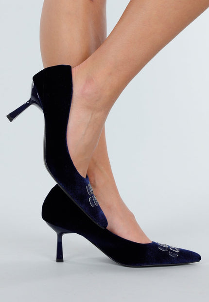 SALE30 Donkerblauwe Velvet Pumps