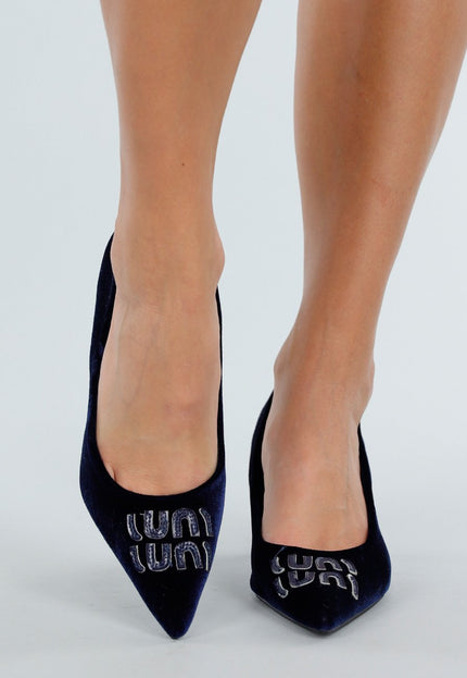 SALE30 Donkerblauwe Velvet Pumps