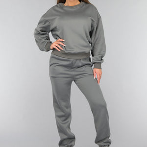 SALE30 Donkergrijze Fleece Lounge Set