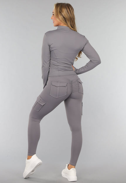 SALE30 Donkergrijze Gymset met Scrunch