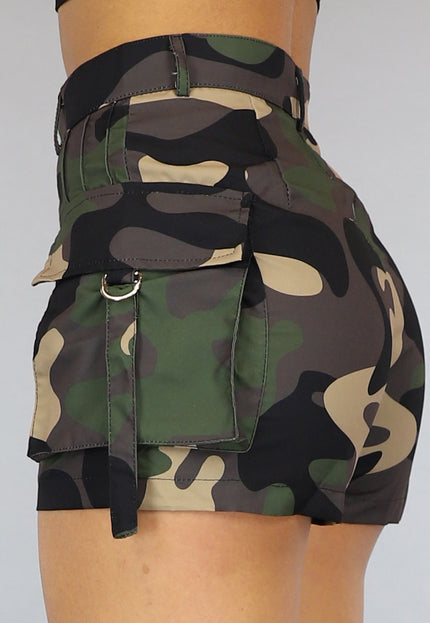 SALE30 Donkergroene Camouflage Cargo Short