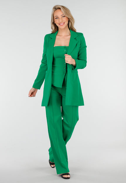 SALE30 Donkergroene Halflange Blazer met Stretch