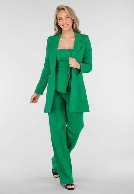 SALE30 Donkergroene Halflange Blazer met Stretch