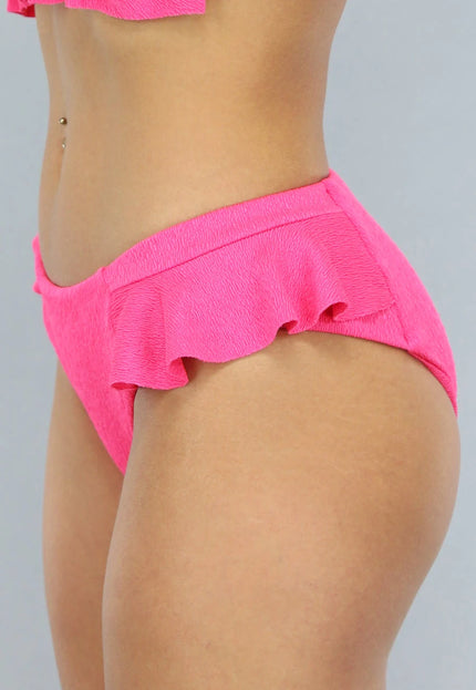 SALE30 Fuchsia High Rise Bikini Broekje met Ruches